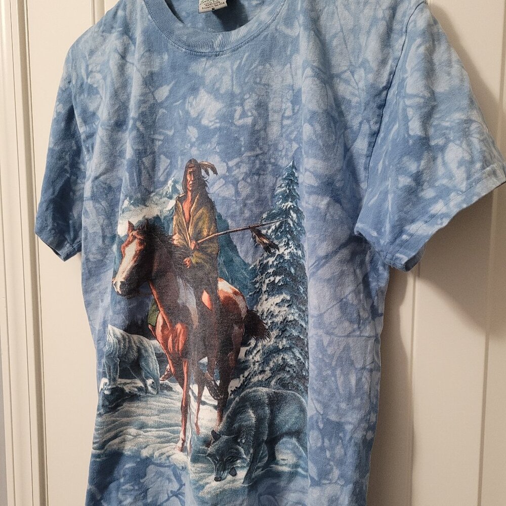 Native American Indian Vintage Tee Shirt Wolves Horse sz M